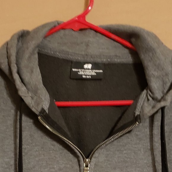 H&M, Gray zip-up Sweatshirt w/ hood jacket, Size Large - Picture 2 of 16